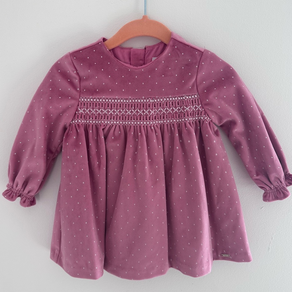 Mayoral smocked long sleeve baby dress